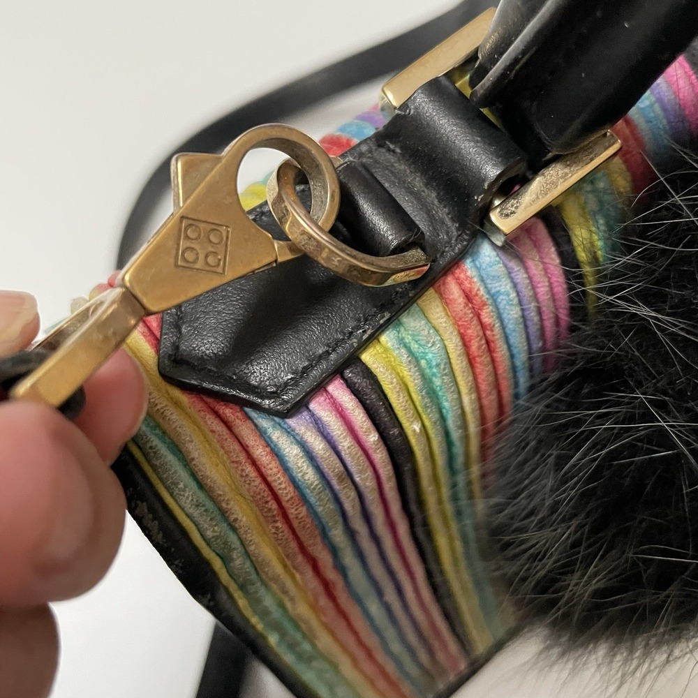 Les Petits Joueurs Rainbow Stripe Mini Crossbody Bag Grunge Distressed‎ B25 - Picture 12 of 16